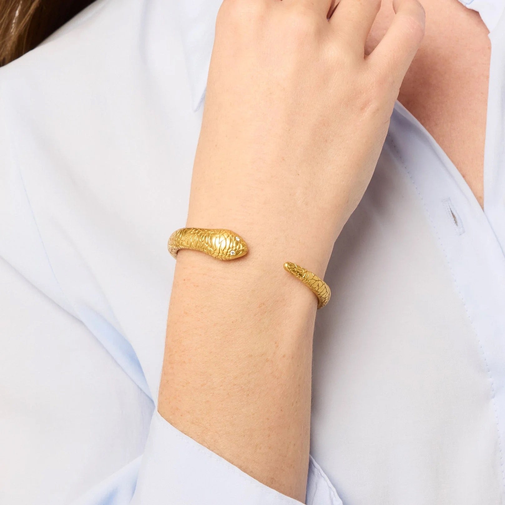 Julie Vos Snake Cuff, Gold
