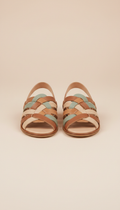 Woven Leather Sandals with Sculpted Footbed
